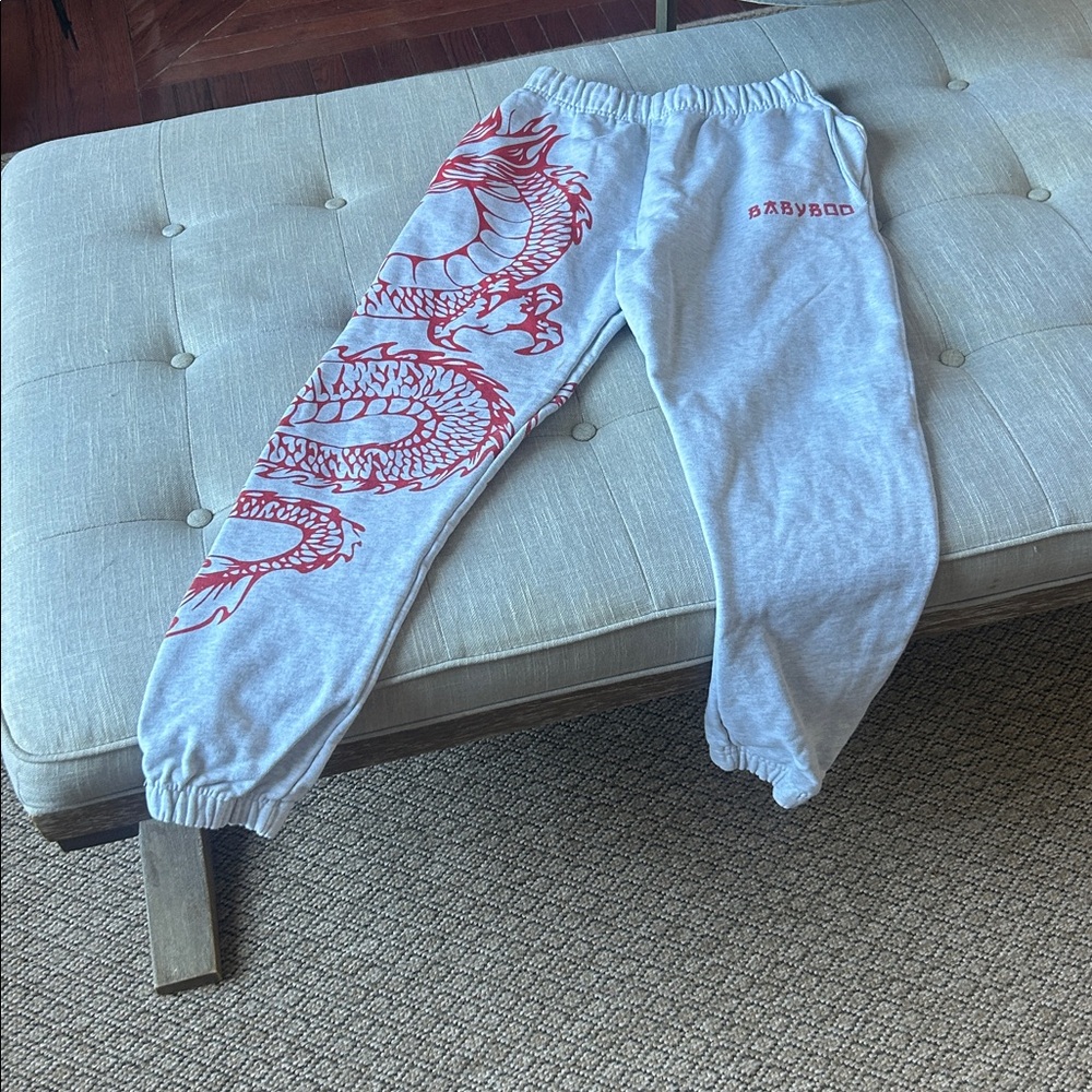 Babyboo Grey Studio Sweats Red Dragon Size XS
